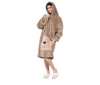 Felpone di pile Bear in agnellino con cappuccio