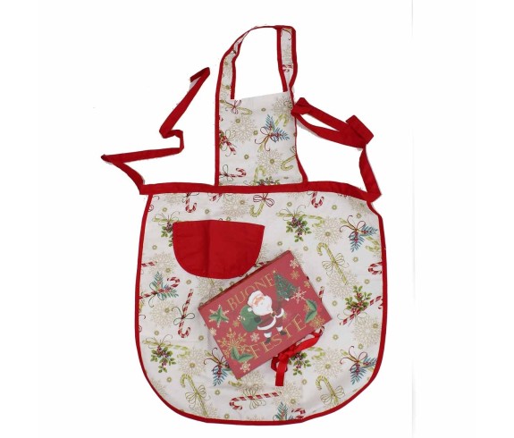Casabiancheria.it | Grembiule pettorina Natale in scatola regalo libro confezione grembiule natalizio