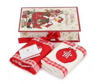 Casabiancheria.it | Set 2 strofinacci natalizio Pierre Cardin in scatola regalo libro confezione strofinacci di Natale