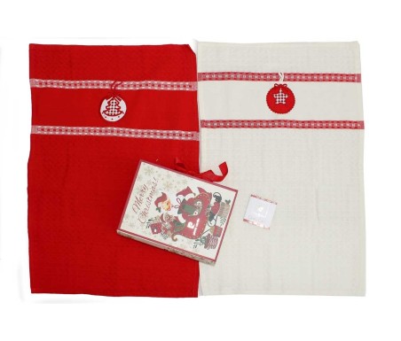 Casabiancheria.it | Set 2 strofinacci natalizio Pierre Cardin in scatola regalo libro confezione strofinacci di Natale