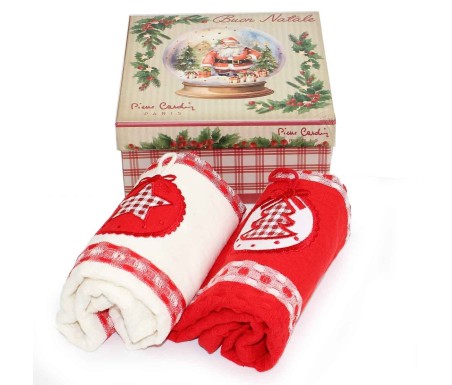 Casabiancheria.it | Set 2 strofinacci natalizio Pierre Cardin Christmas in scatola regalo libro confezione strofinacci di Natale