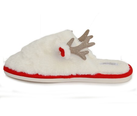 Casabiancheria.it | Pantofole donna natalizie in peluche Deer con antiscivolo Ciabatte Pelose Pantofole natalizie Pelliccia Como