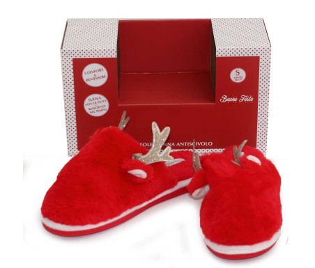 Casabiancheria.it | Pantofole donna natalizie in peluche Deer con antiscivolo Ciabatte Pelose Pantofole natalizie Pelliccia Como