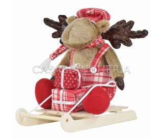 Casabiancheria.it | Pupazzo ornamentale natalizio Renna sulla Slitta ornamenti natalizi