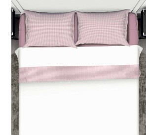 Completo lenzuola matrimoniale Pied de Poule Blu in cotone