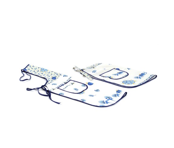 Casa Biancheria | Grembiule cucina Melograno Blu grembiuli romagnoli vita o pettorina