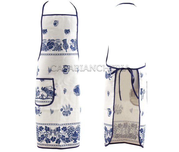 Casa Biancheria | Grembiule cucina Romagna Mia Blu grembiuli stampa romagnola