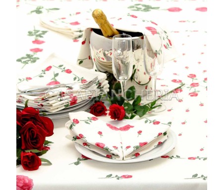 Tovaglia Rose Rosse, tovaglia con tovaglioli stampe romagnole | Casa Biancheria