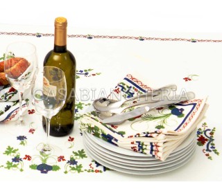 Casa Biancheria | Tovagliolo stampa romagnola Garofano di Faenza tovaglioli di cotone 2