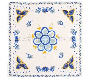 Casa Biancheria | Tovagliolo stampa romagnola Melograno Blu tovaglioli romagnoli di cotone