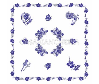 Casa Biancheria | Tovagliolo stampa romagnola Blu tovaglioli romagnoli di cotone