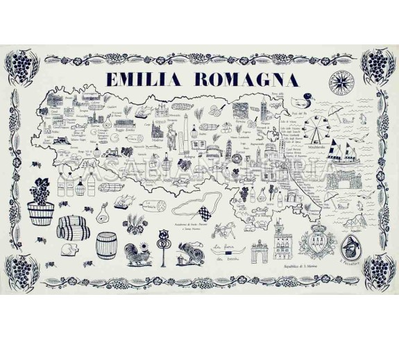 Casa Biancheria | Strofinaccio stampa romagnola Regioni strofinacci romagnoli ruggine o blu