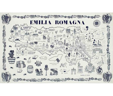 Casa Biancheria | Strofinaccio stampa romagnola Regioni strofinacci romagnoli ruggine o blu