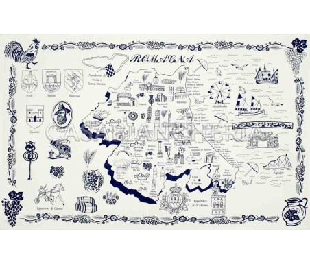 Casa Biancheria | Strofinaccio stampa romagnola Regioni strofinacci romagnoli ruggine o blu