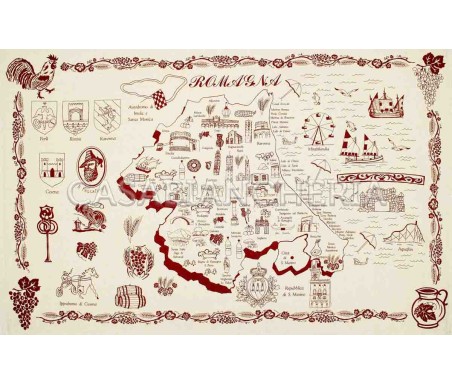 Casa Biancheria | Strofinaccio stampa romagnola Regioni strofinacci romagnoli ruggine o blu