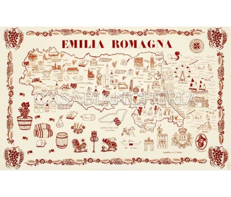 Casa Biancheria | Strofinaccio stampa romagnola Regioni strofinacci romagnoli ruggine o blu