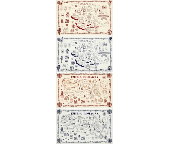 Casa Biancheria | Strofinaccio stampa romagnola Regioni strofinacci romagnoli ruggine o blu