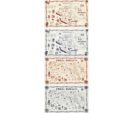 Casa Biancheria | Strofinaccio stampa romagnola Regioni strofinacci romagnoli ruggine o blu