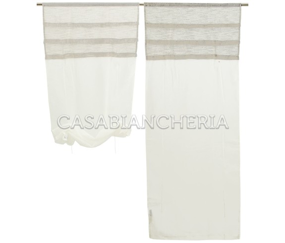 Casa Biancheria | Coppia tendine a vetro regolabili Malesia, tendine per finestra da interno