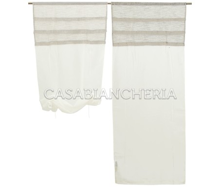 Casa Biancheria | Coppia tendine a vetro regolabili Malesia, tendine per finestra da interno