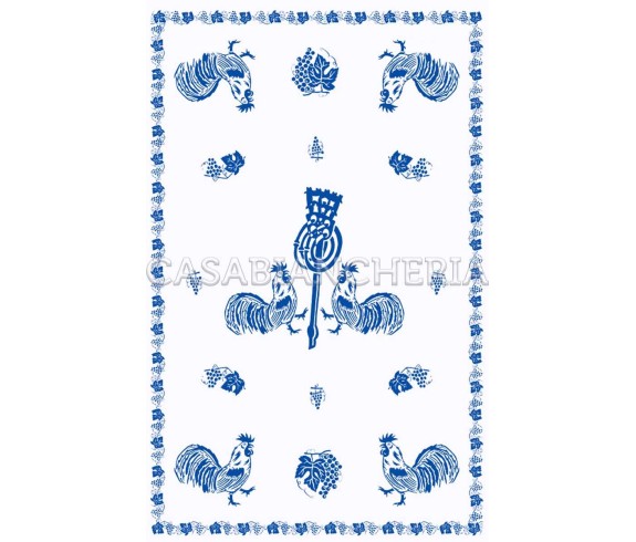 Casa Biancheria | Strofinaccio romagnolo Blu, strofinacci stampa romagnola di cotone