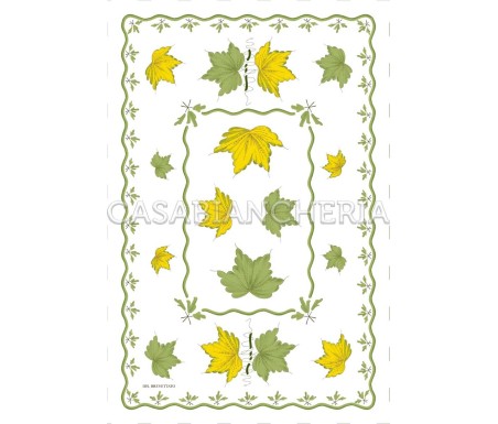 Casa Biancheria | Strofinaccio stampa romagnola Foglie, strofinacci romagnoli stampa faentina