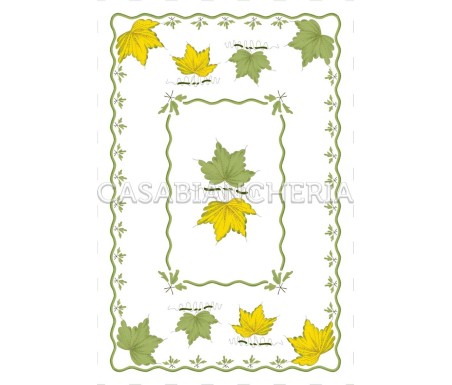 Casa Biancheria | Strofinaccio stampa romagnola Foglie, strofinacci romagnoli stampa faentina