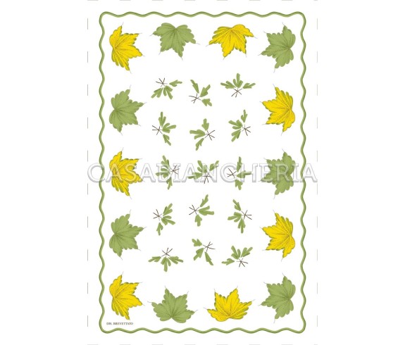 Casa Biancheria | Strofinaccio stampa romagnola Foglie, strofinacci romagnoli stampa faentina