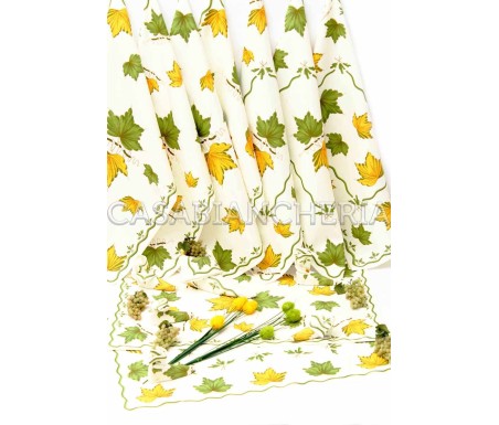 Casa Biancheria | Strofinaccio stampa romagnola Foglie, strofinacci romagnoli stampa faentina