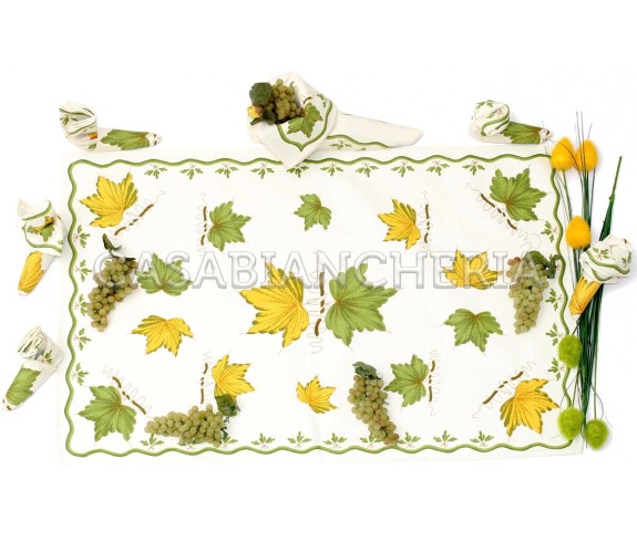 Casa Biancheria | Strofinaccio stampa romagnola Foglie, strofinacci romagnoli stampa faentina