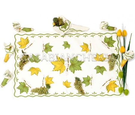 Casa Biancheria | Strofinaccio stampa romagnola Foglie, strofinacci romagnoli stampa faentina