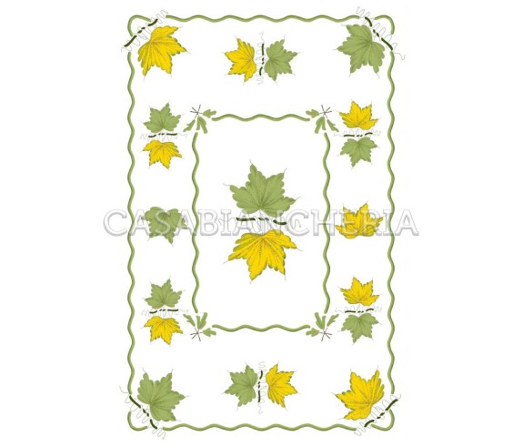 Casa Biancheria | Strofinaccio stampa romagnola Foglie, strofinacci romagnoli stampa faentina