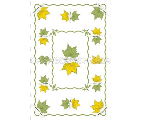 Casa Biancheria | Strofinaccio stampa romagnola Foglie, strofinacci romagnoli stampa faentina