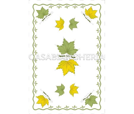 Casa Biancheria | Strofinaccio stampa romagnola Foglie, strofinacci romagnoli stampa faentina