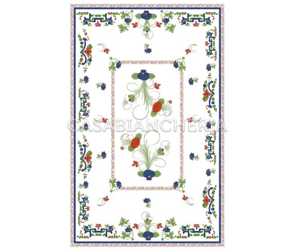 Casa Biancheria | Strofinaccio stampa romagnola Garofano di Faenza, strofinacci romagnoli di cotone