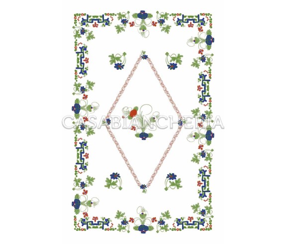 Casa Biancheria | Strofinaccio stampa romagnola Garofano di Faenza, strofinacci romagnoli di cotone