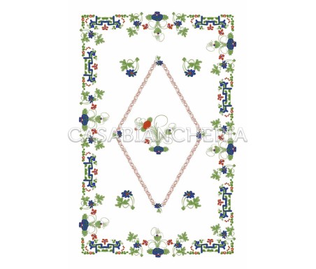 Casa Biancheria | Strofinaccio stampa romagnola Garofano di Faenza, strofinacci romagnoli di cotone