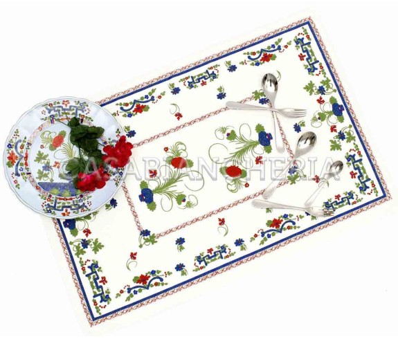 Casa Biancheria | Strofinaccio stampa romagnola Garofano di Faenza, strofinacci romagnoli di cotone