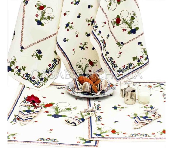 Casa Biancheria | Strofinaccio stampa romagnola Garofano di Faenza, strofinacci romagnoli di cotone