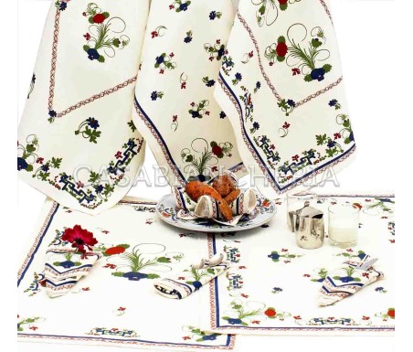 Casa Biancheria | Strofinaccio stampa romagnola Garofano di Faenza, strofinacci romagnoli di cotone