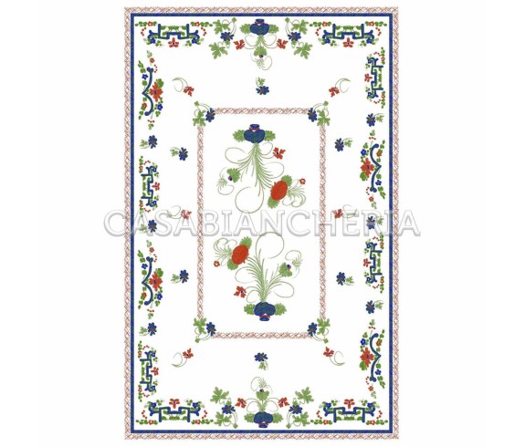 Casa Biancheria | Strofinaccio stampa romagnola Garofano di Faenza, strofinacci romagnoli di cotone