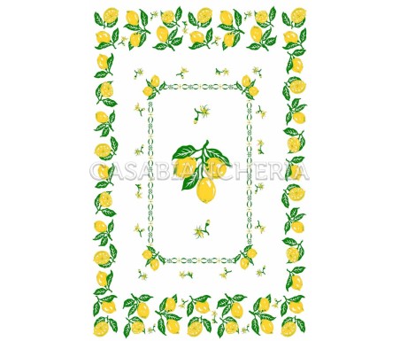 Casa Biancheria | Strofinaccio stampa romagnola Limoni, asciugapiatti da cucina romagnoli