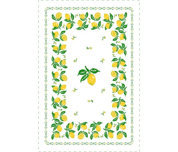 Casa Biancheria | Strofinaccio stampa romagnola Limoni, asciugapiatti da cucina romagnoli