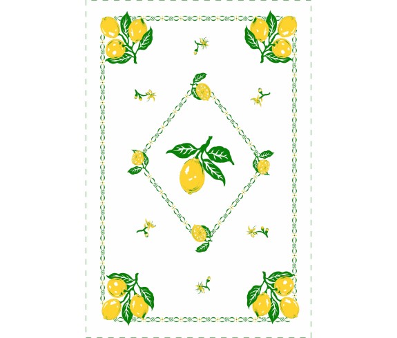 Casa Biancheria | Strofinaccio stampa romagnola Limoni, asciugapiatti da cucina romagnoli