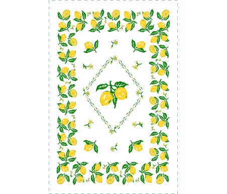 Casa Biancheria | Strofinaccio stampa romagnola Limoni, asciugapiatti da cucina romagnoli