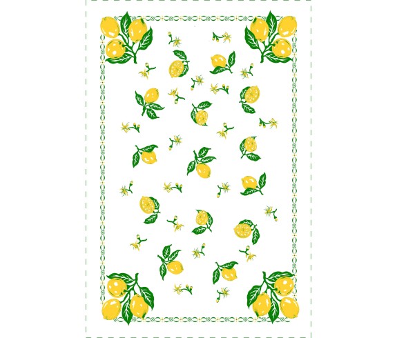Casa Biancheria | Strofinaccio stampa romagnola Limoni, asciugapiatti da cucina romagnoli