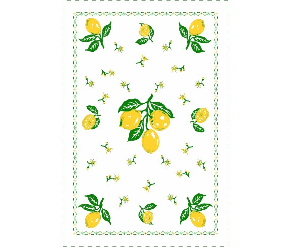Casa Biancheria | Strofinaccio stampa romagnola Limoni, asciugapiatti da cucina romagnoli