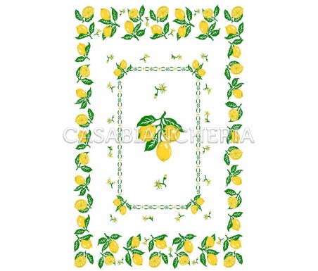 Casa Biancheria | Strofinaccio stampa romagnola Limoni, asciugapiatti da cucina romagnoli