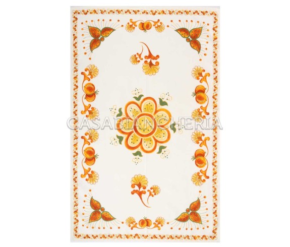 Casa Biancheria | Strofinaccio stampa romagnola Melograno Arancio, strofinacci da cucina romagnoli