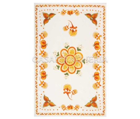 Casa Biancheria | Strofinaccio stampa romagnola Melograno Arancio, strofinacci da cucina romagnoli